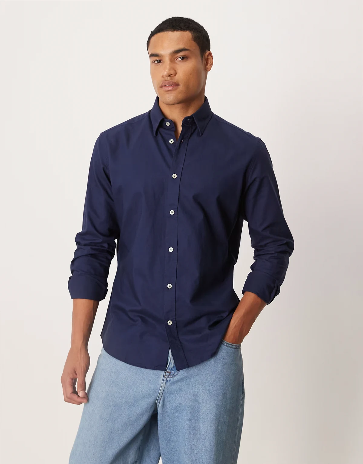 – Hemd aus 100% Baumwolle in Marineblau