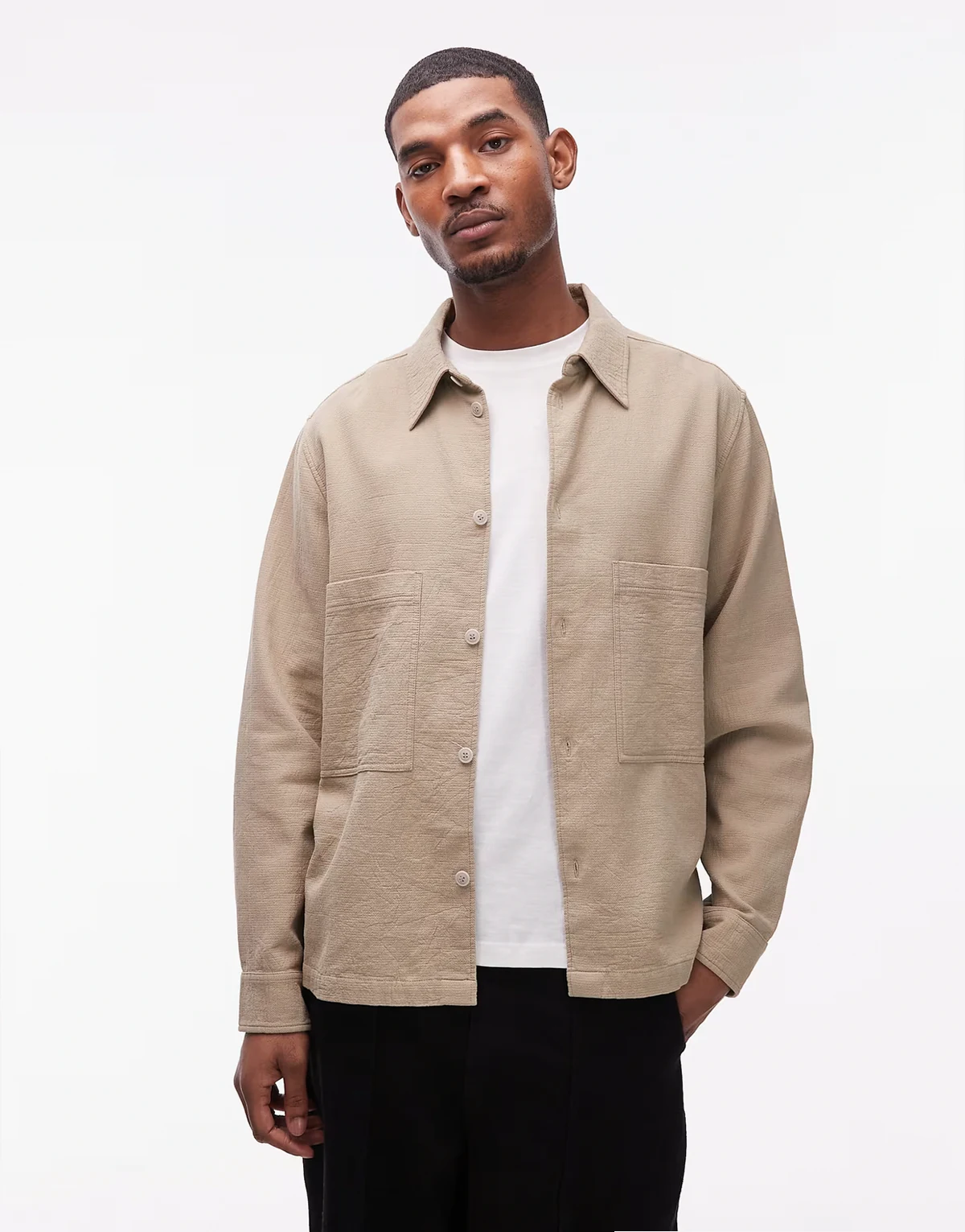 clay overshirt in stone
