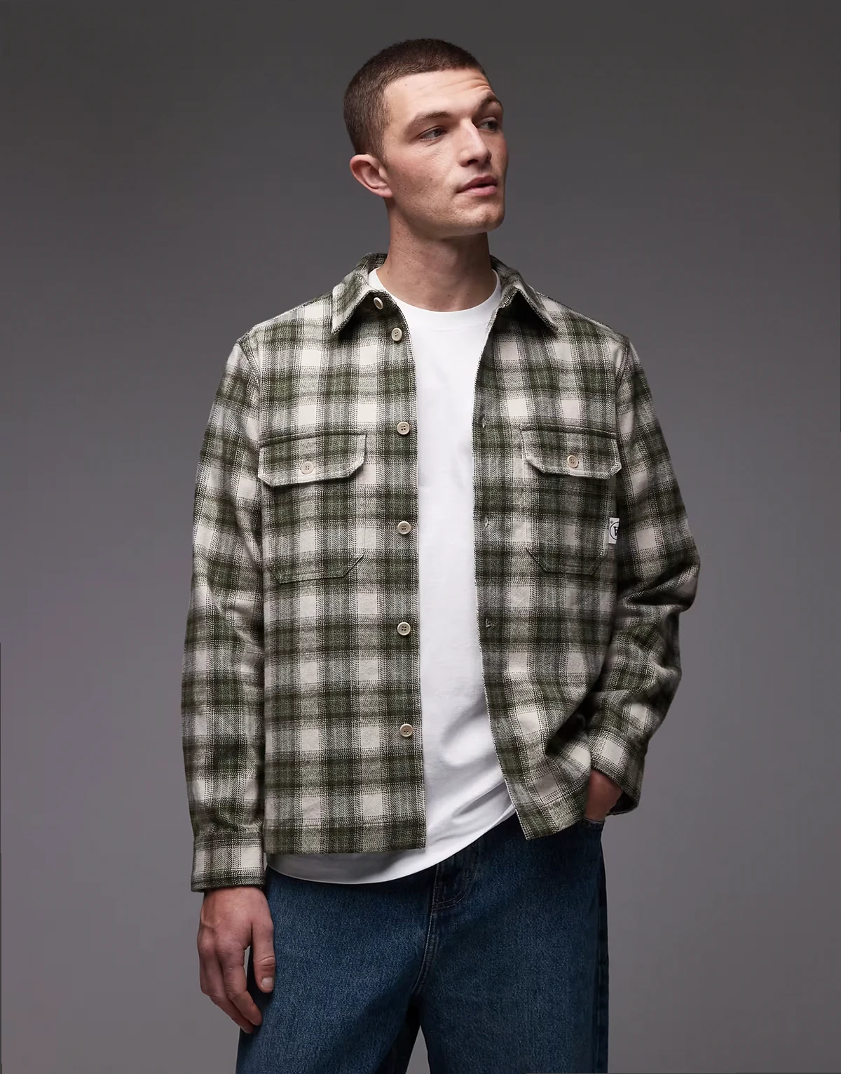 clay overshirt in grape leaf plaid