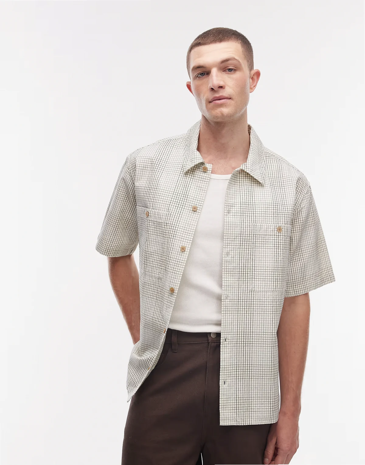 cooper short sleeve shirt in slate plaid