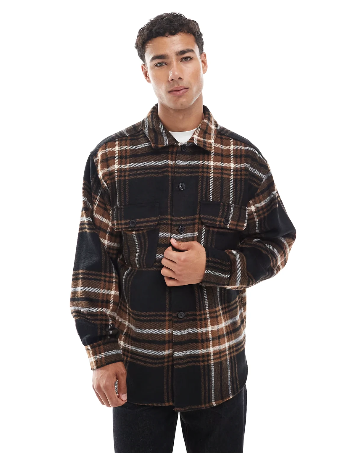 overshirt in brown check
