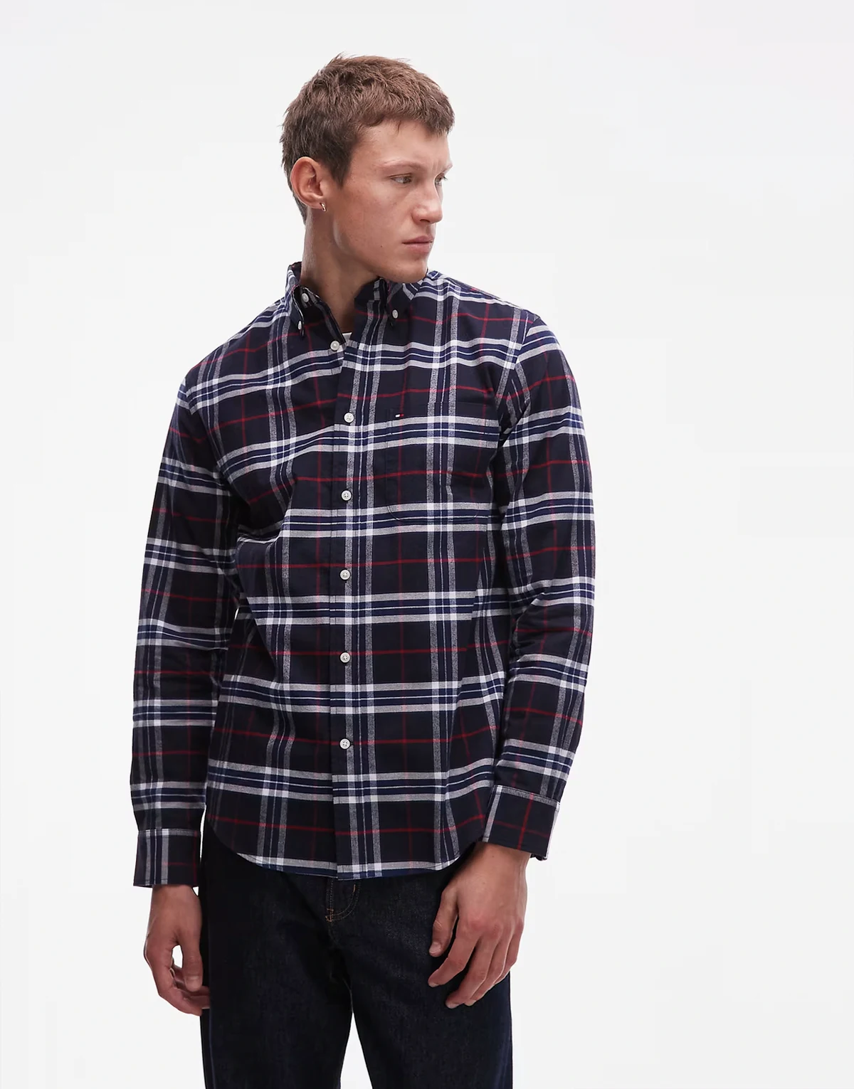 – Oxford-Hemd in Marineblau kariert