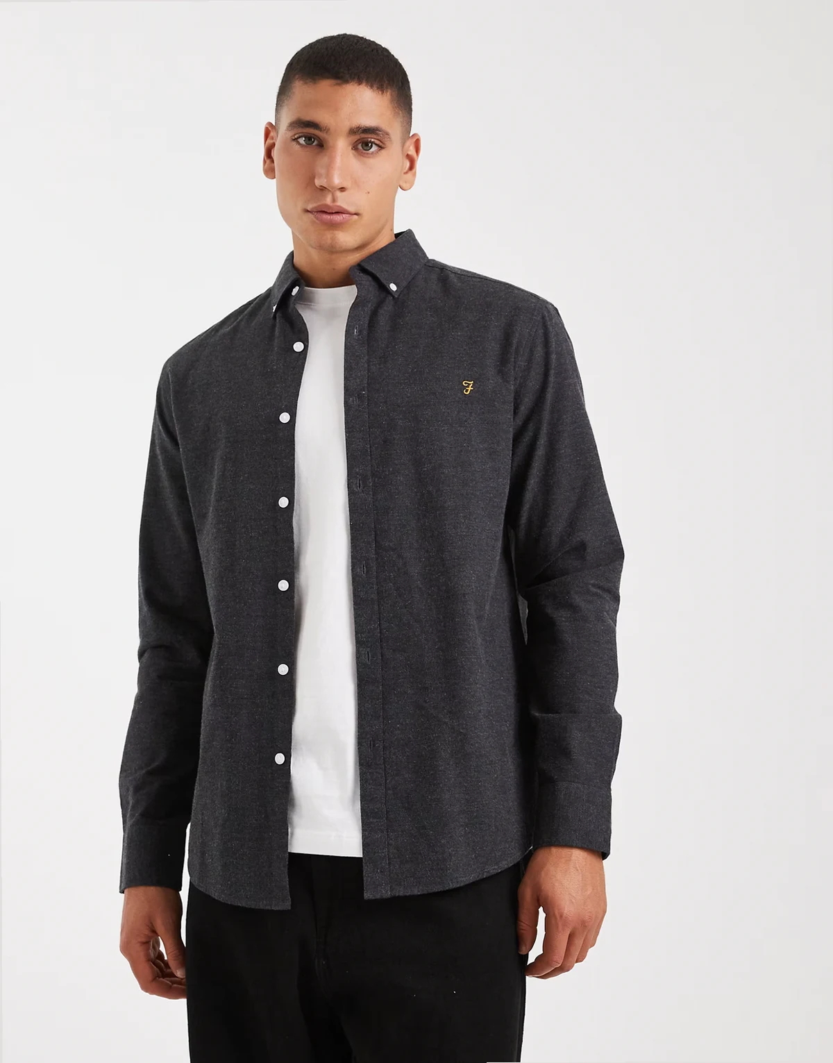 – Steen – Langärmliges Hemd in Anthrazit