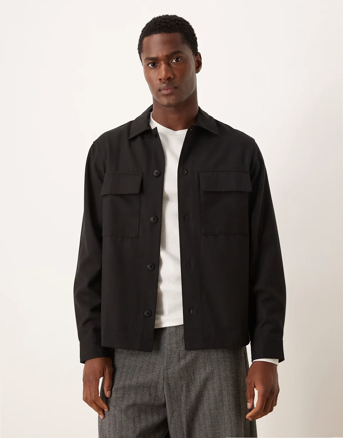 – Hemdjacke aus Wollmix in Schwarz