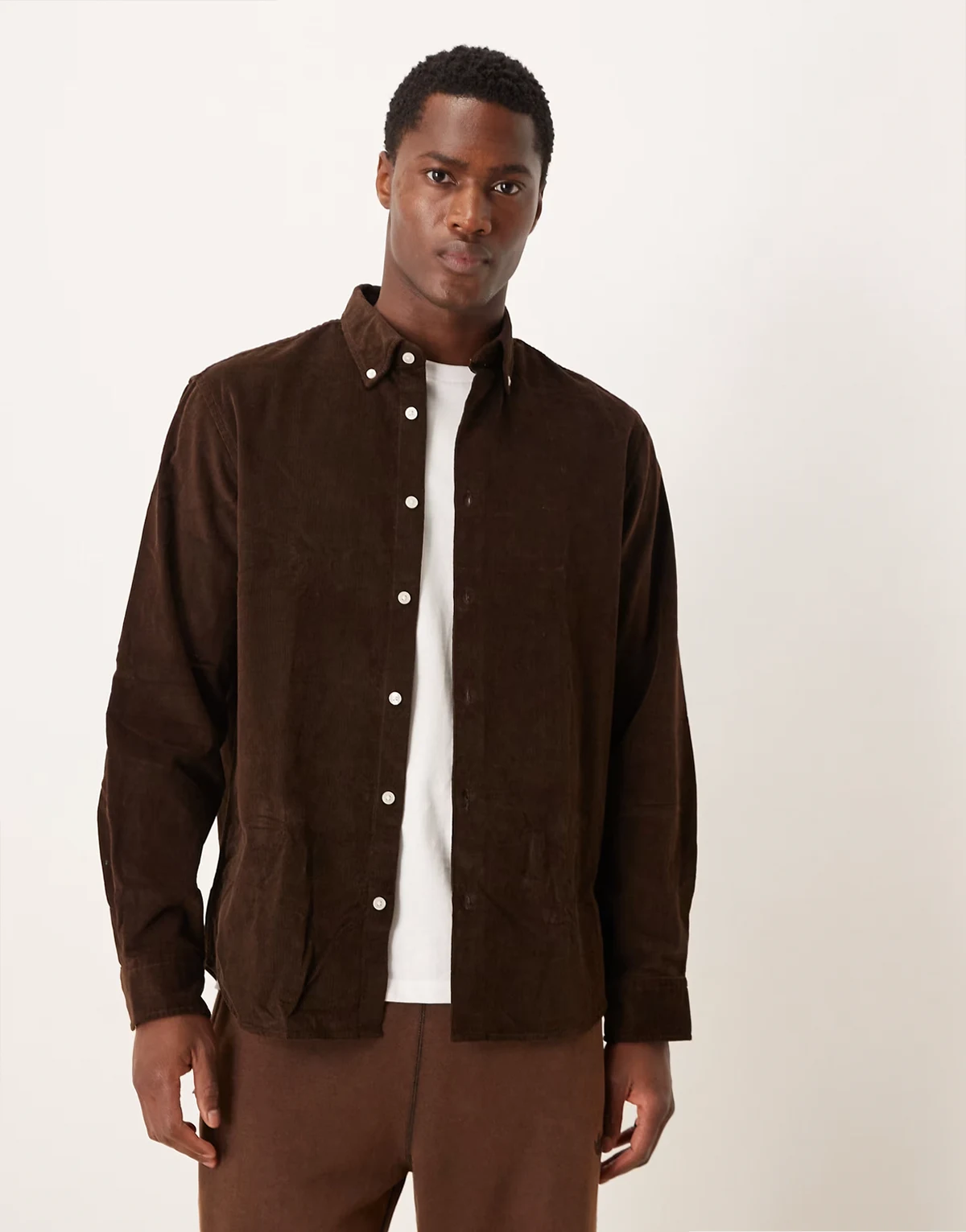 100% cotton corduroy shirt in brown