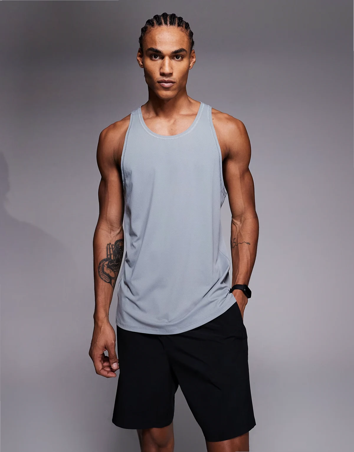 Icon quick dry mesh training tank top with racer back in cool gray