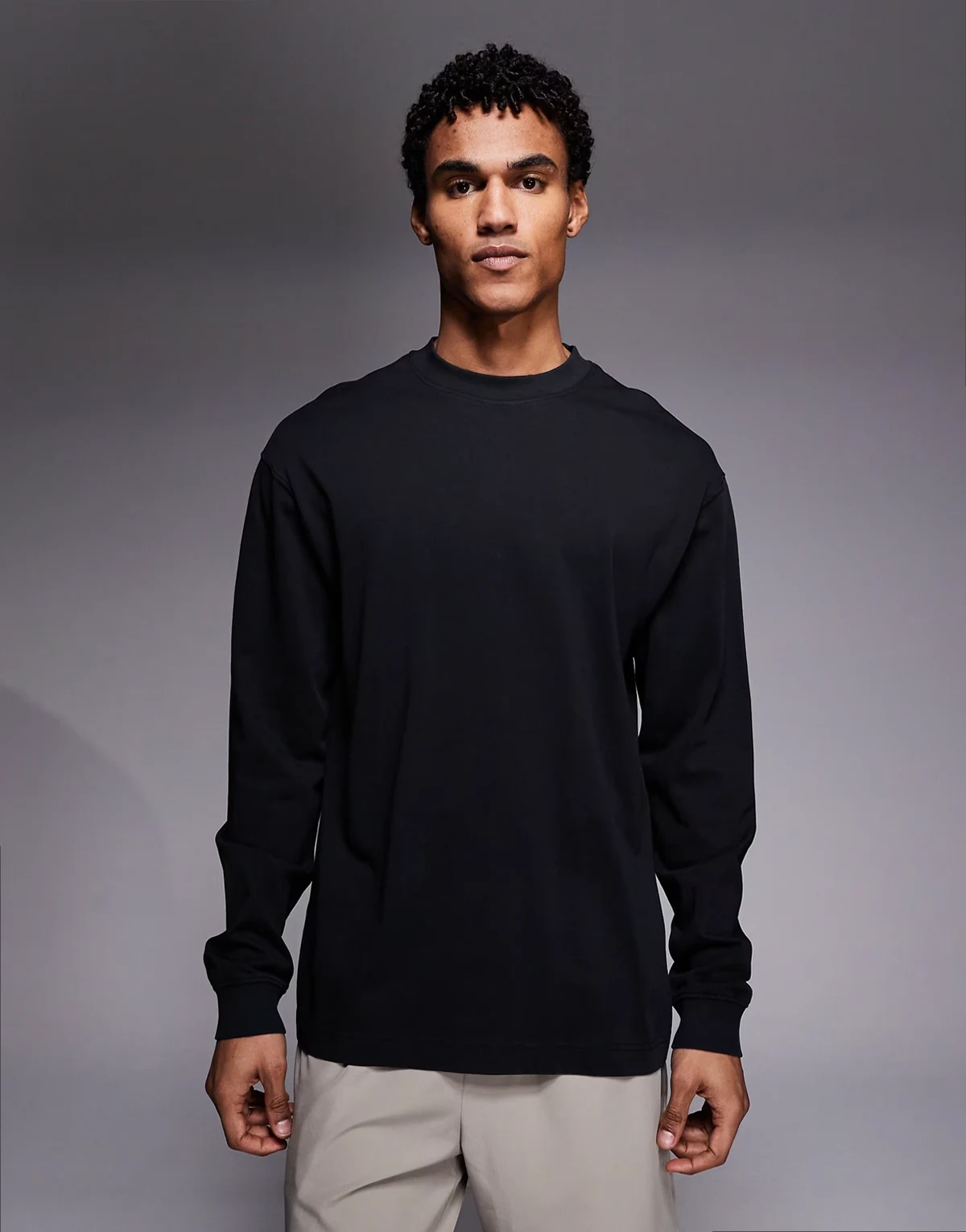 Icon heavyweight cotton oversized long sleeve t-shirt with quick dry finish in washed black