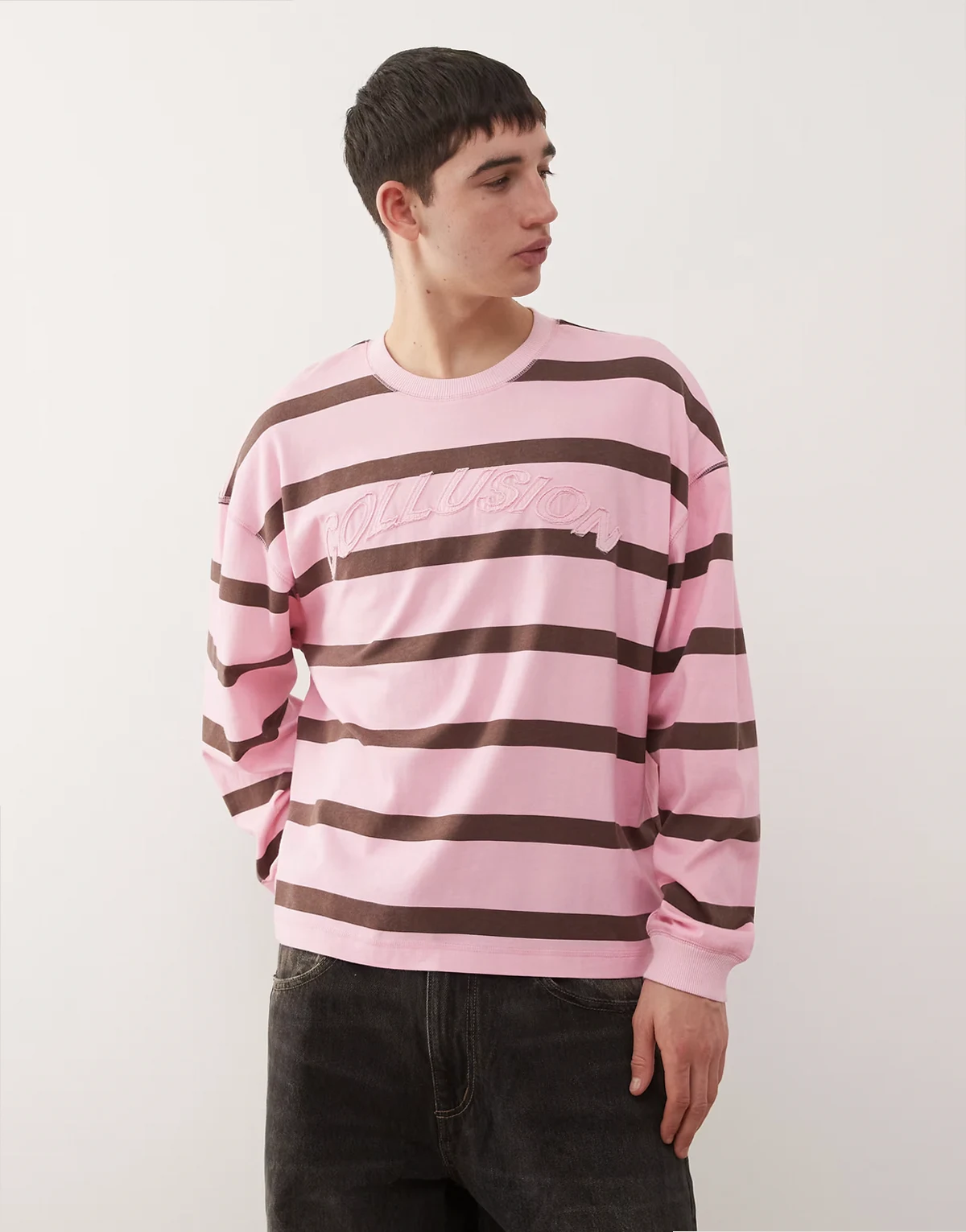 oversized boxy t-shirt in pink stripes