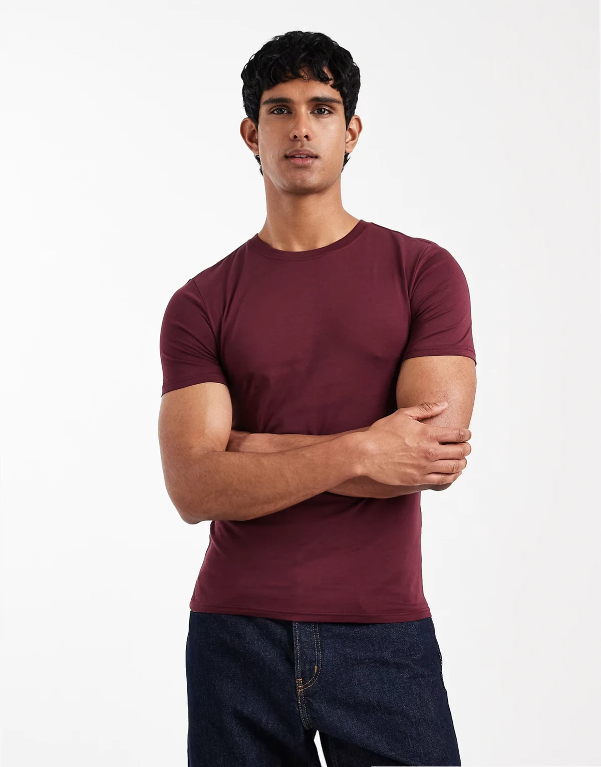 – Hochwertiges Muskel-T-Shirt aus SUPIMA®-Baumwolle in Burgunderrot