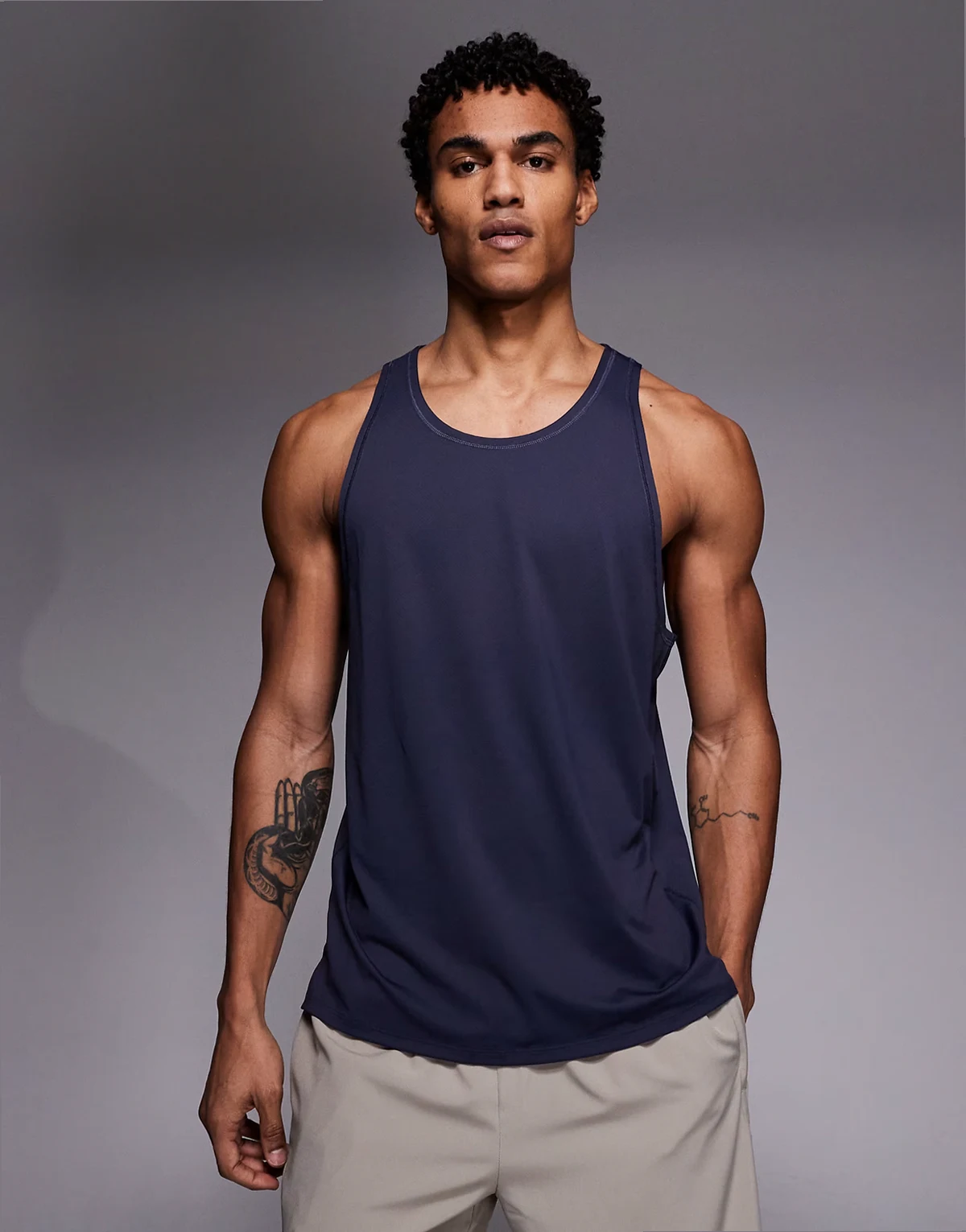 Icon quick dry mesh training tank top with racer back in dark navy