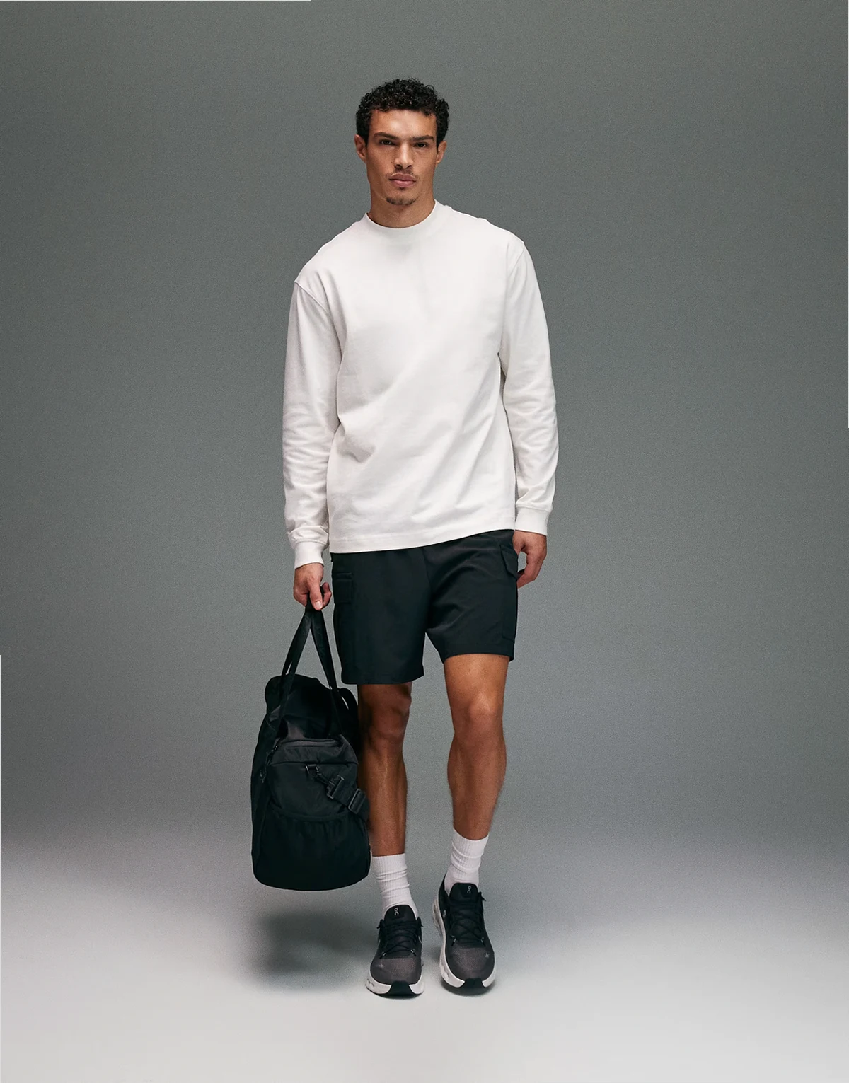 Icon heavyweight cotton oversized long sleeve T-shirt with quick dry finish in off white