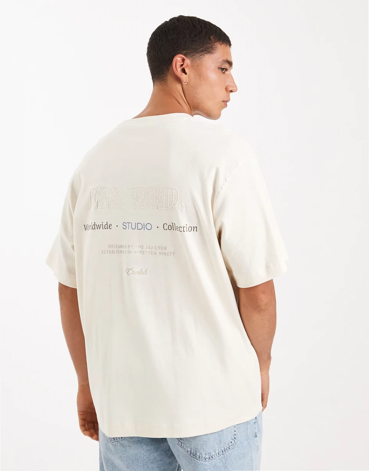 200gsm heavyweight oversize T-shirt with back print in white
