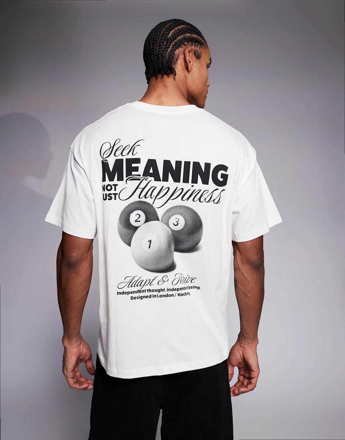 oversized t-shirt with billiards back print in cream