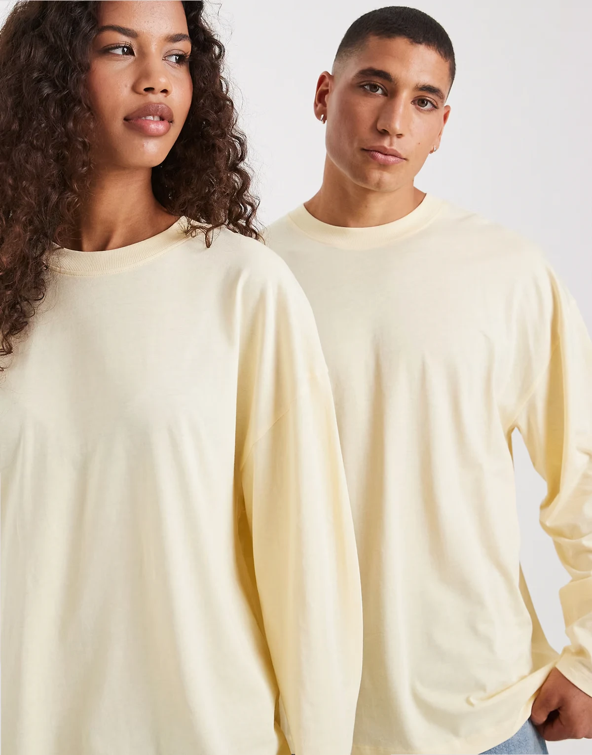 Unisex long sleeve T-shirt in butter yellow
