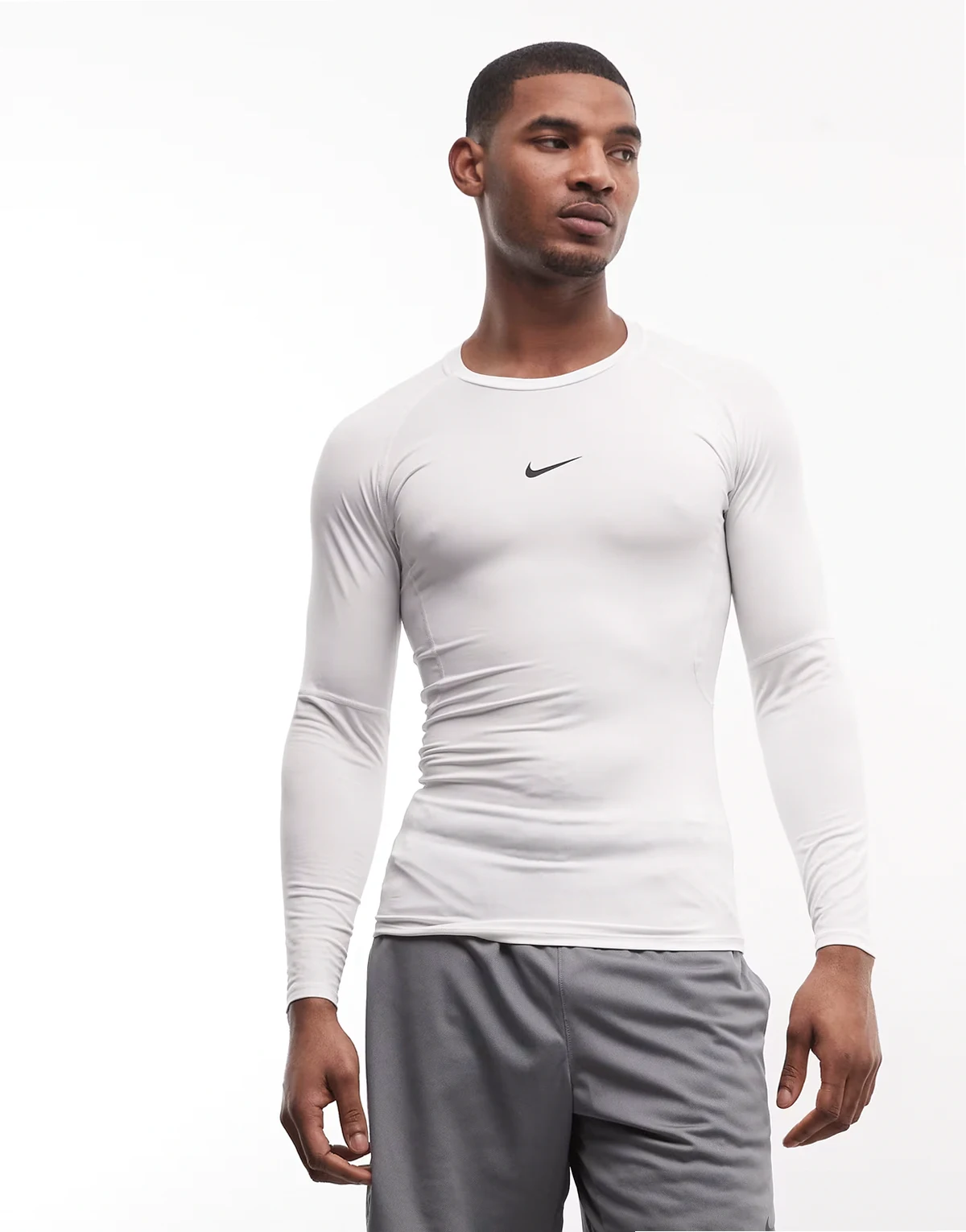 Nike Pro Dri-Fit long sleeve top in white