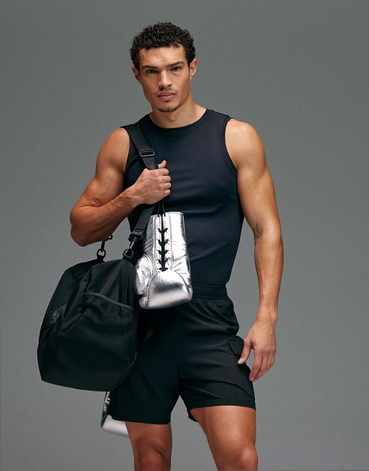 slim fit quick dry engineered ribbed training tank in black