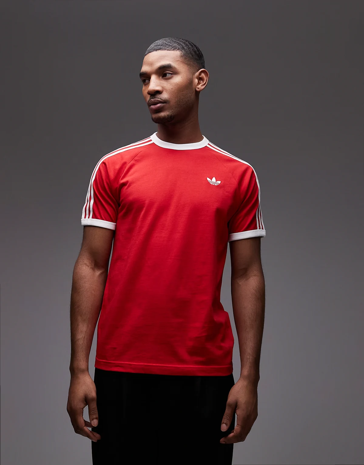three stripe tee in red