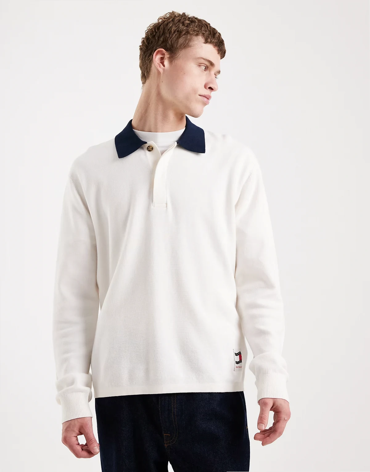 – Rugby-Hemd in Cremeweiß mit Flaggen-Logo