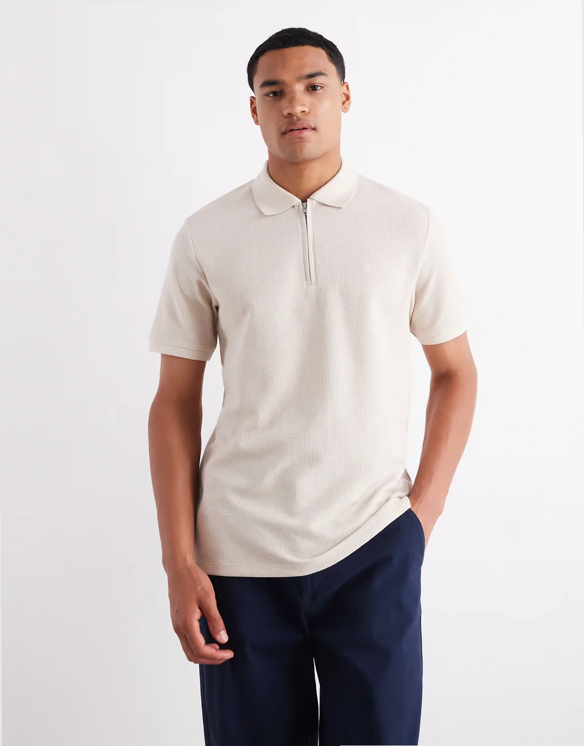 1/4 zip polo shirt in beige