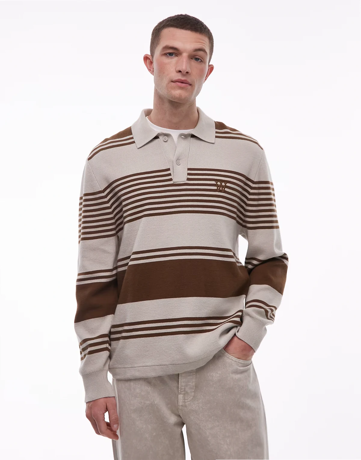 curt long sleeve polo shirt in multi