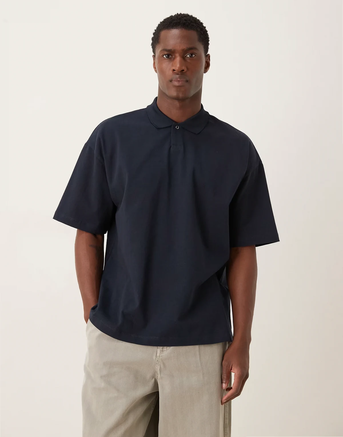 heavyweight oversized polo in navy