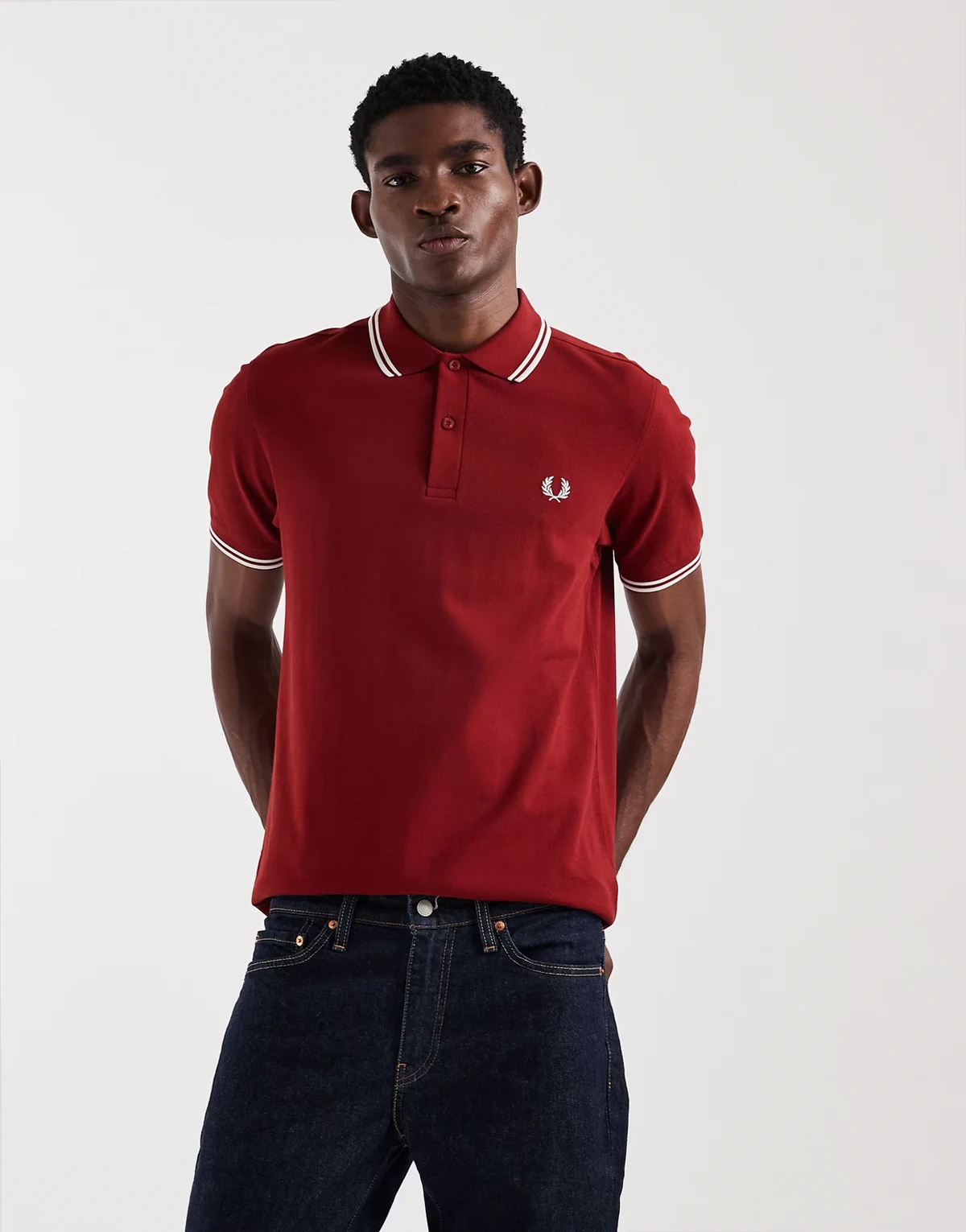 twin tipped logo polo shirt in red