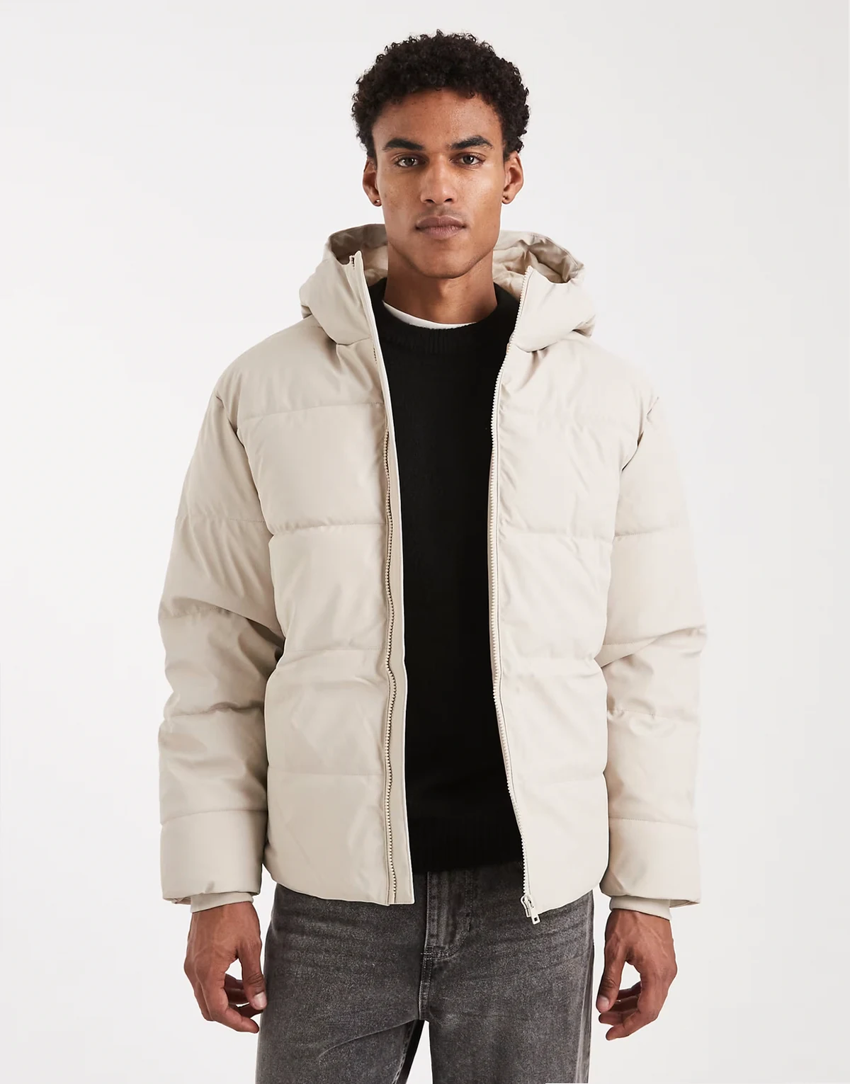water resistant puffer coat in cream