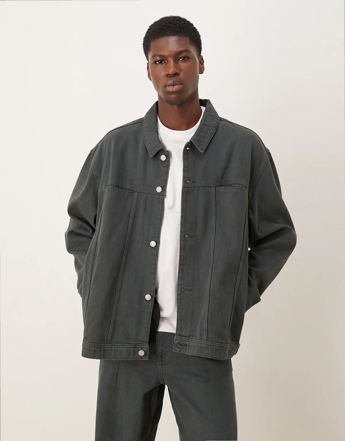 boxy harrington denim jacket in sulfur wash - part of a set