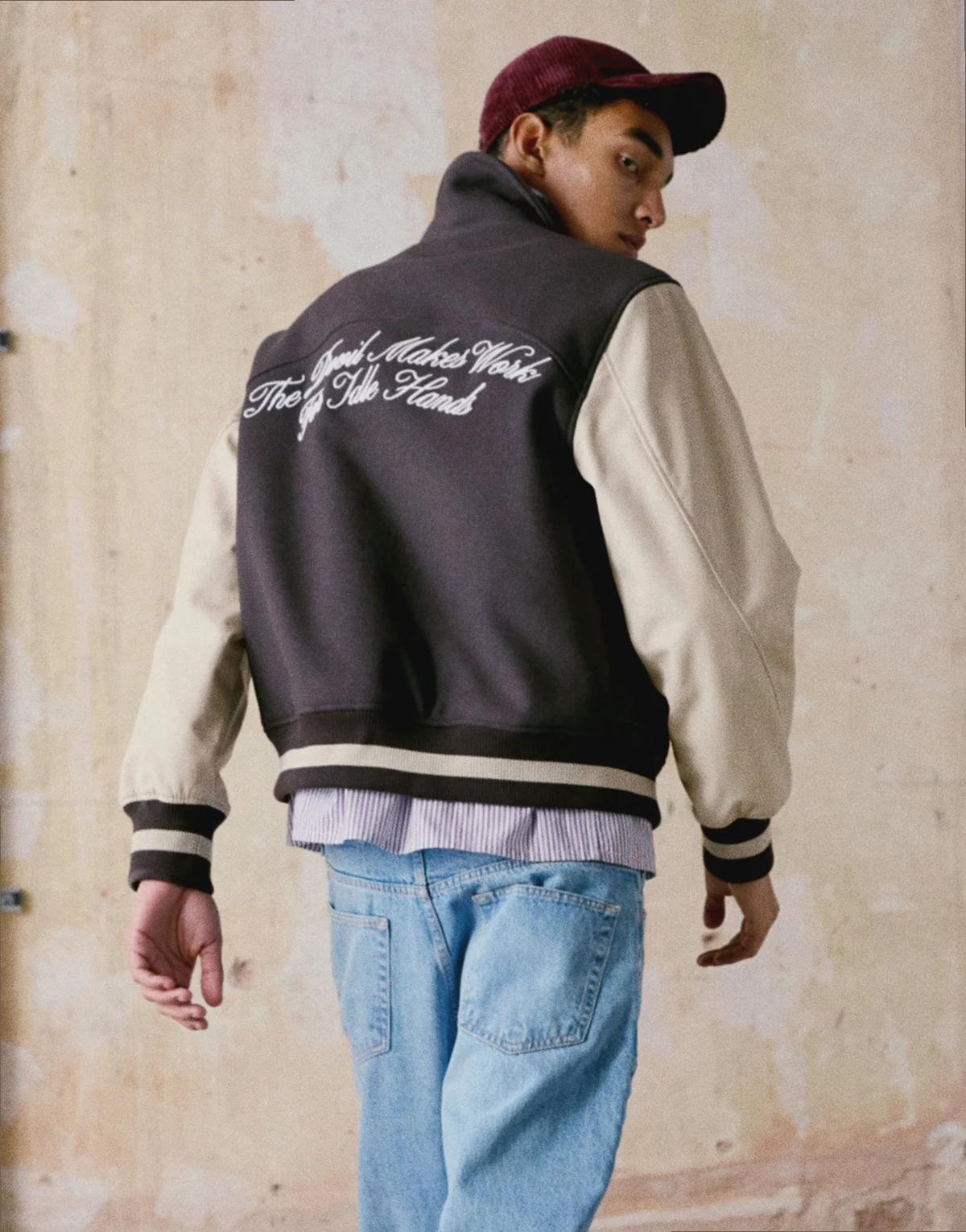 – College-Jacke in Braun mit Stickerei