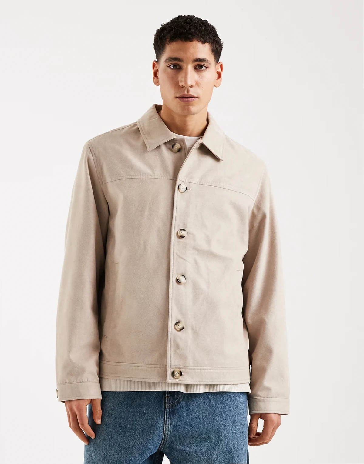 faux suede jacket in beige