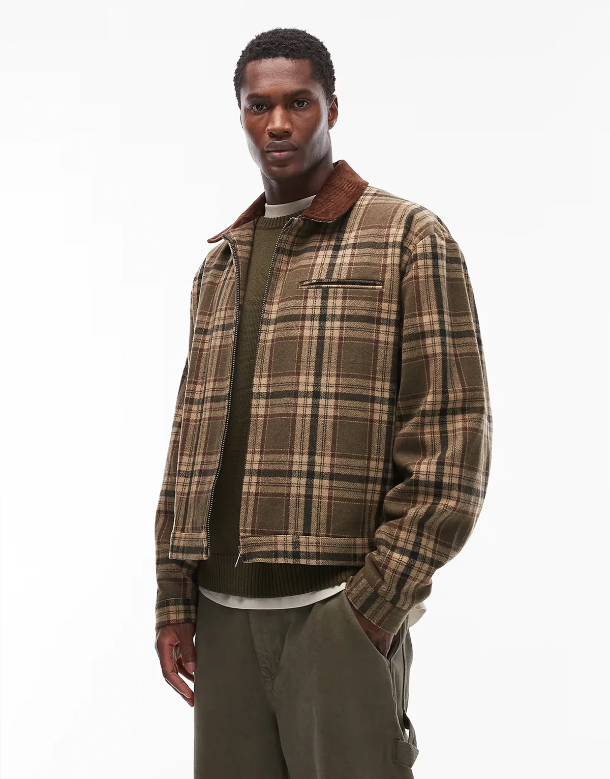 – Workwear-Jacke in kariertem Grün