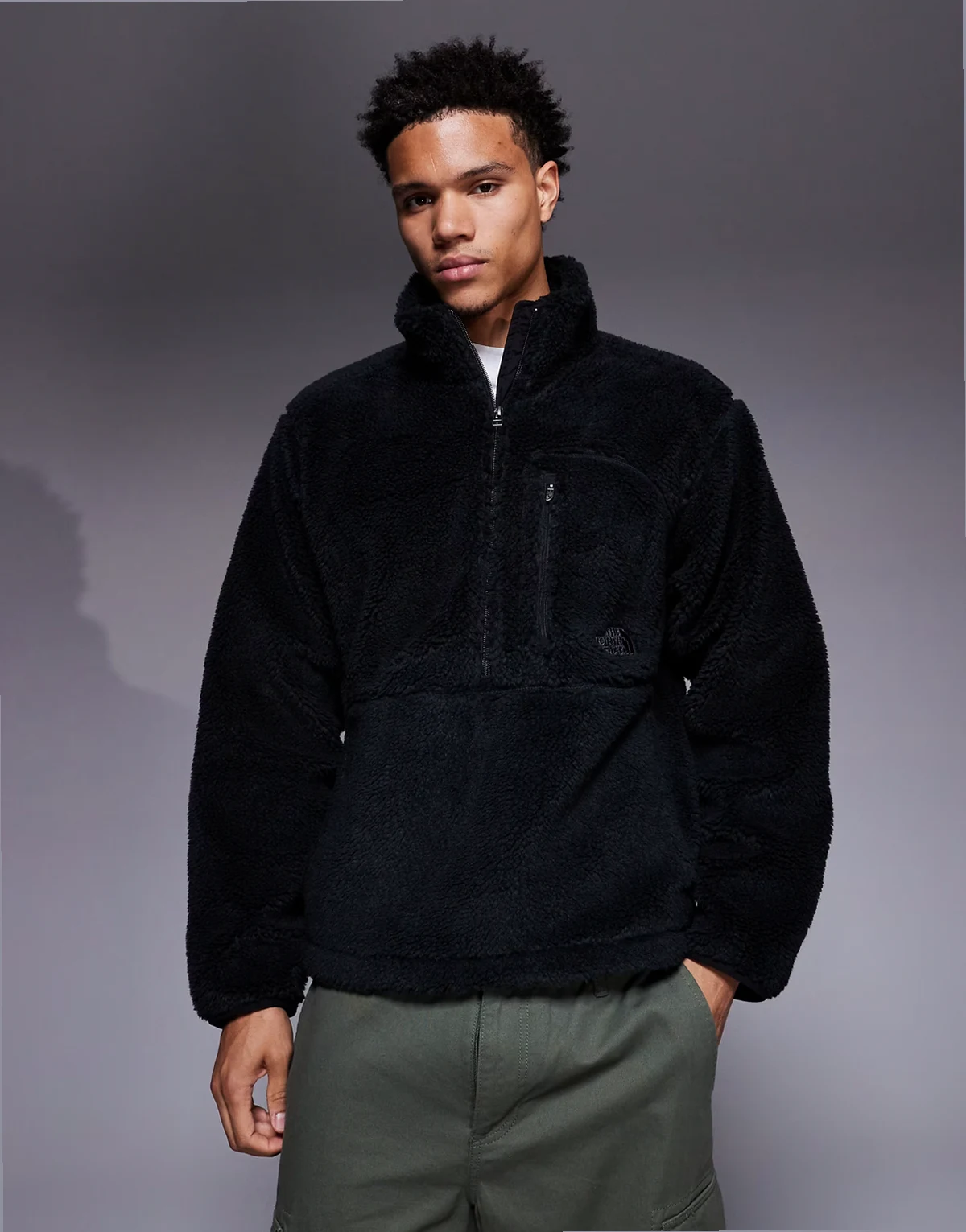 Extreme Pile pullover jacket in black