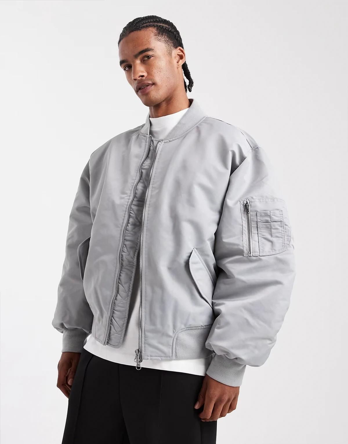 – Oversize-Bomberjacke in Silber