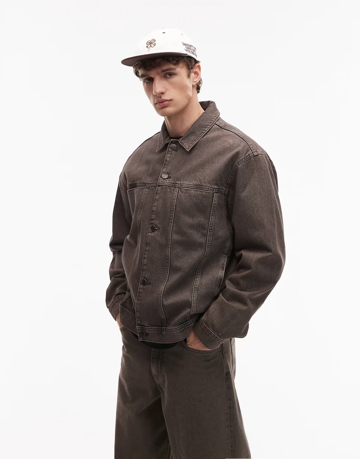 denim jacket in brown wash - part of a set