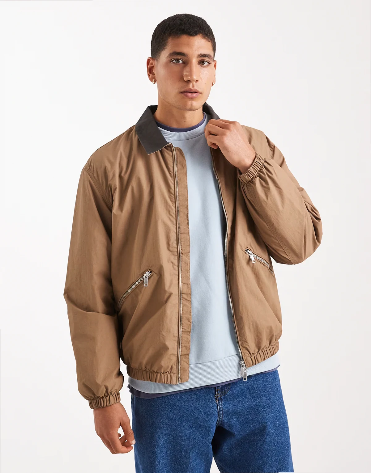 lightweight bomber jacket in light brown