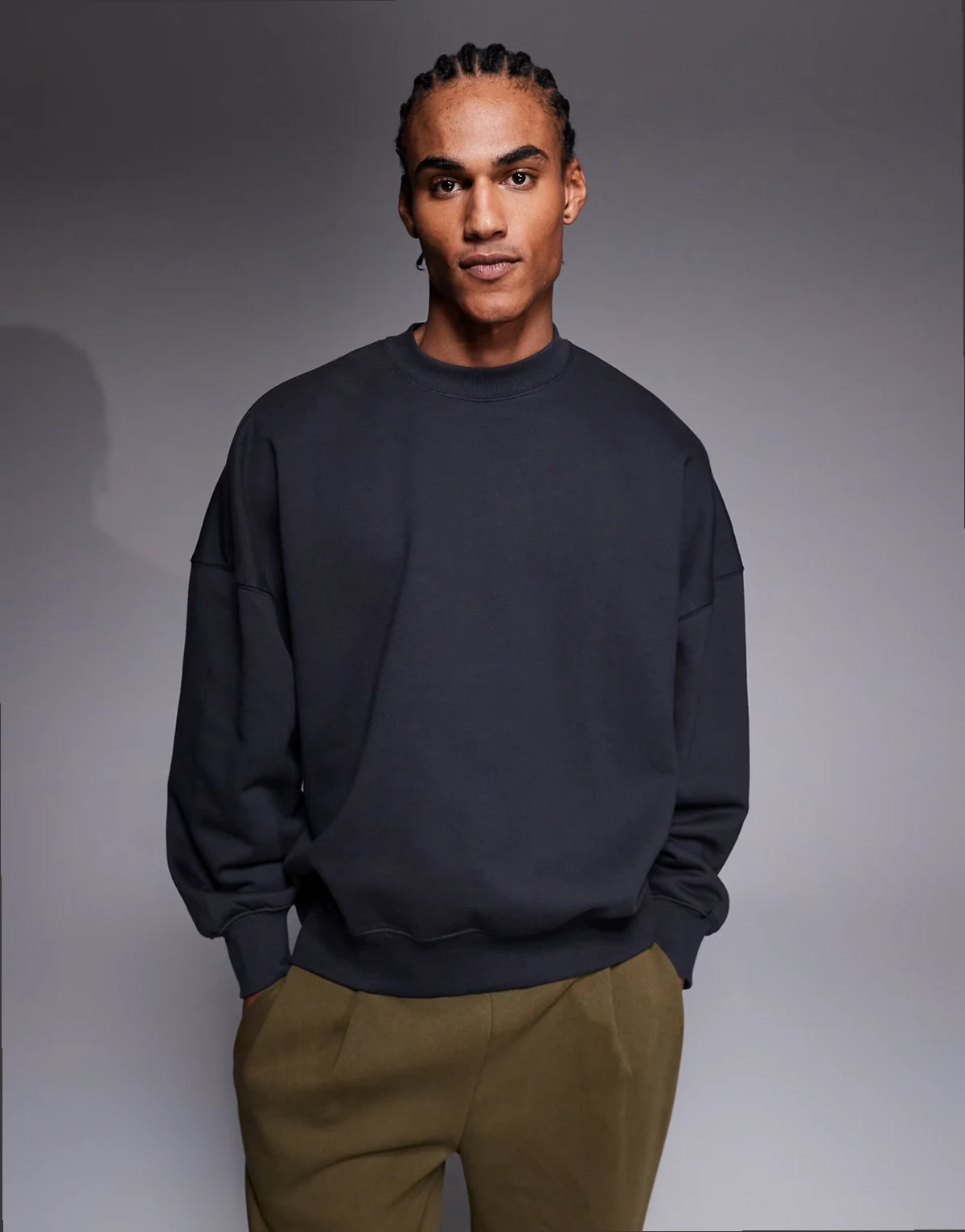 – Hochwertiges, schweres Super-Oversize-Sweatshirt in Anthrazit, 400 g/m²