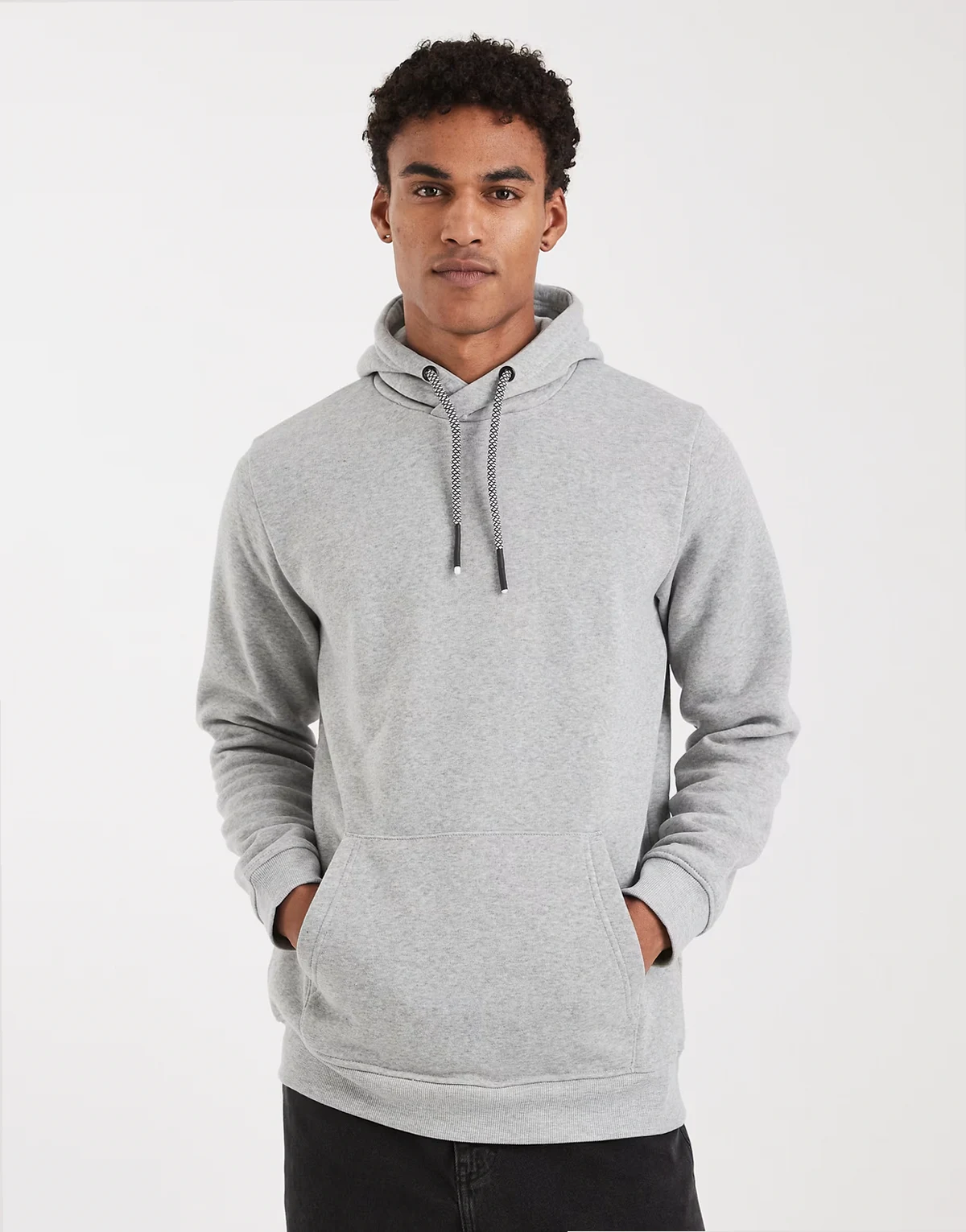 hoodie with contrast drawcords in gray heather