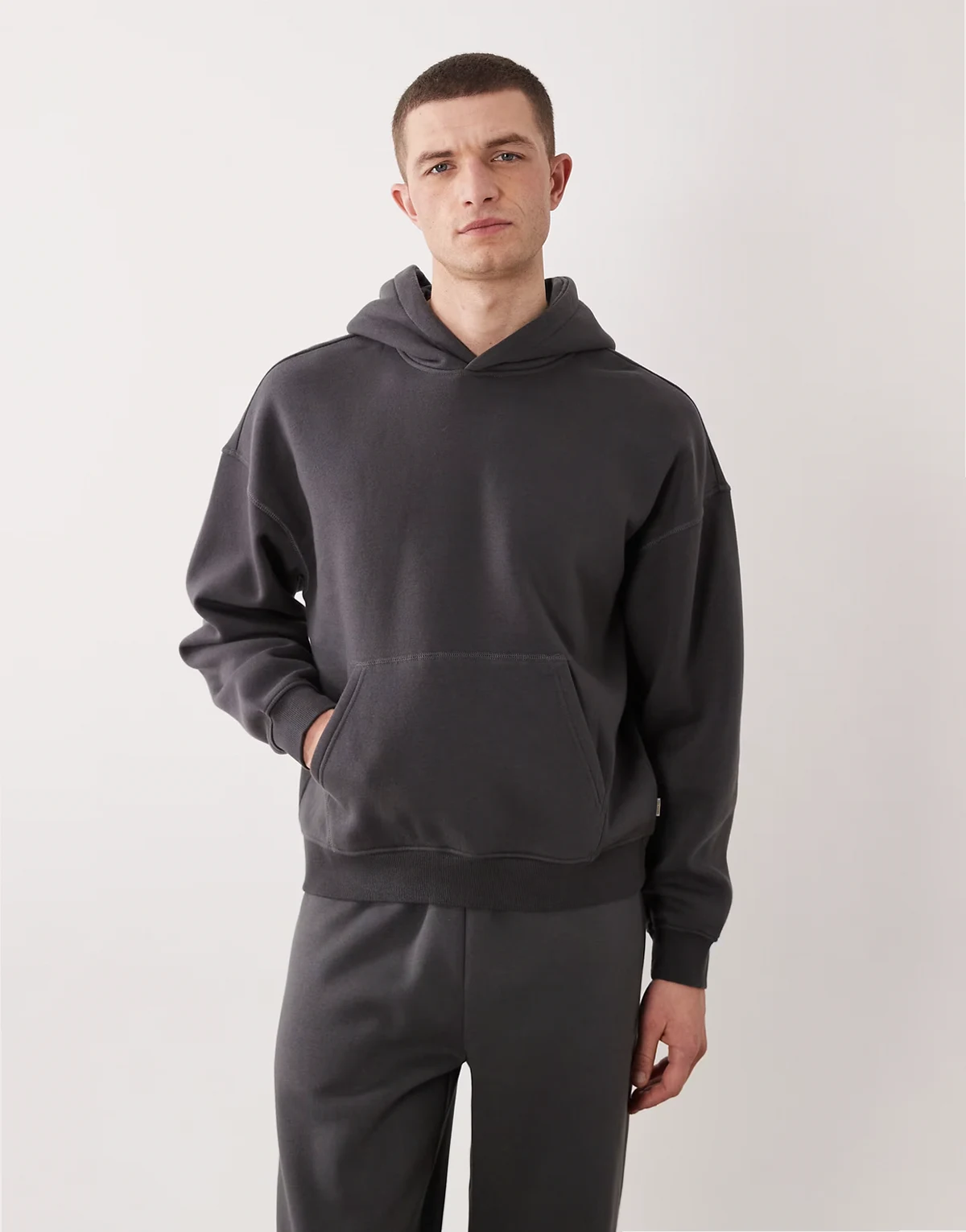 boxy hoodie in charcoal gray - part of a set