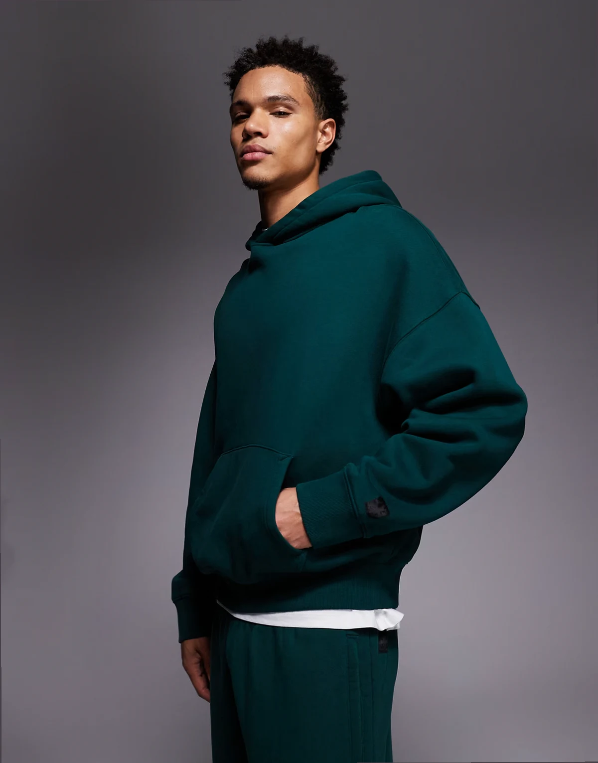 Icon Rest Day heavyweight 440gsm cotton oversized boxy hoodie in washed bottle green