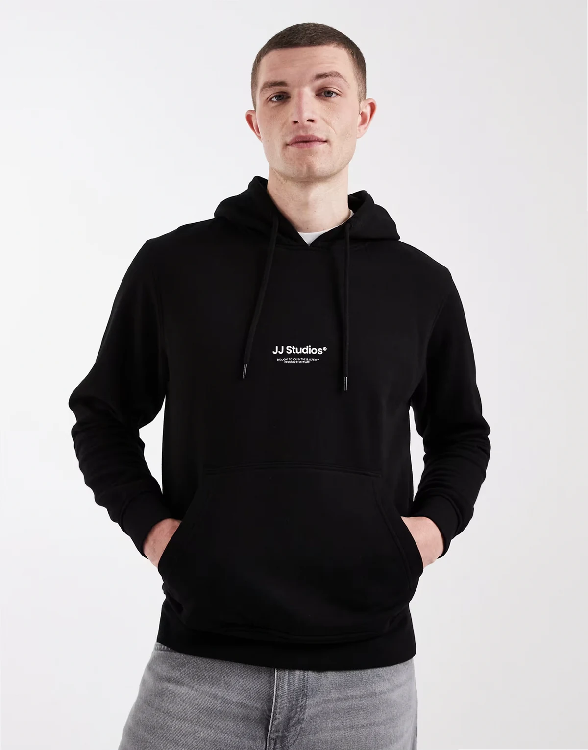 hoodie with front print in black