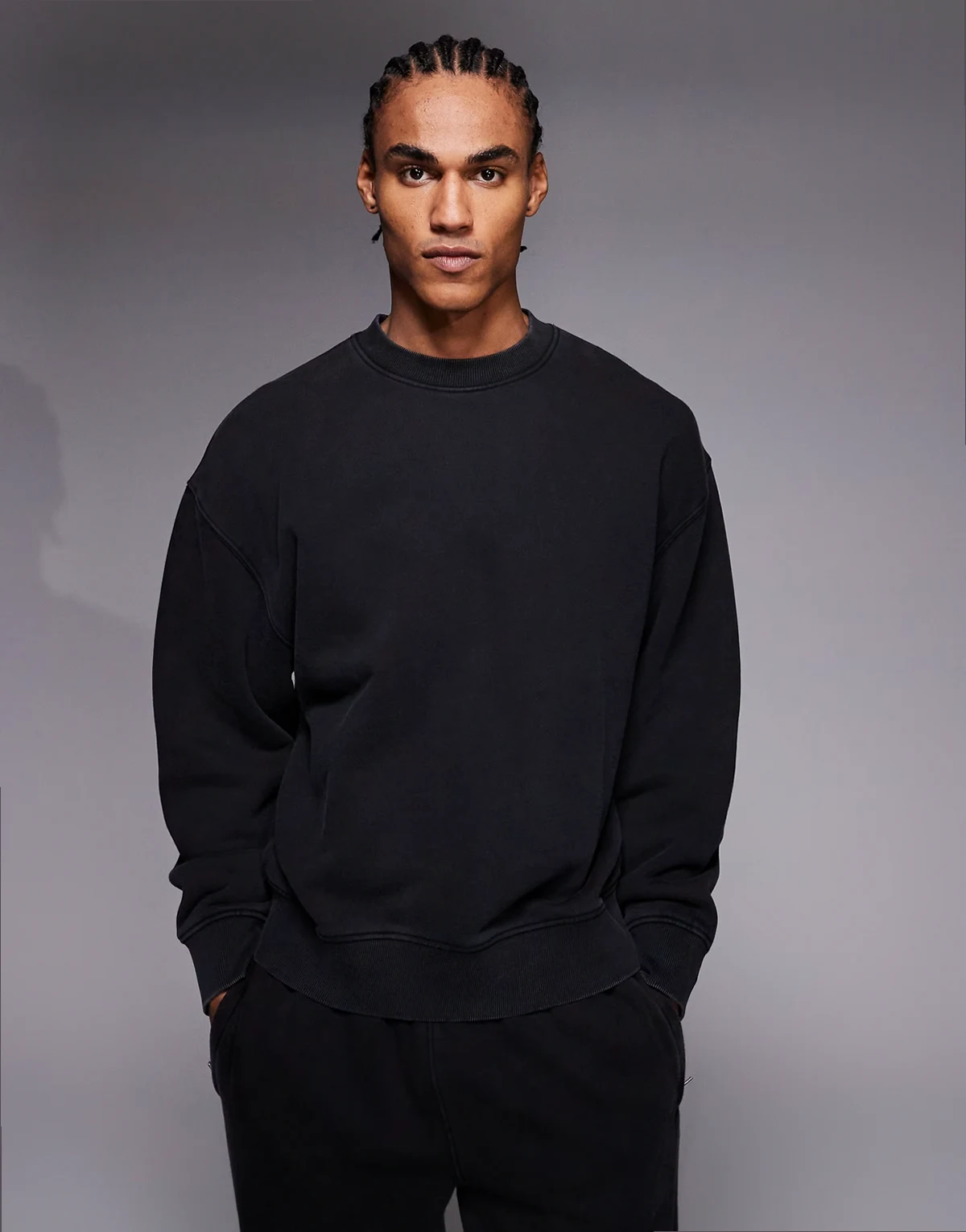 Icon Rest Day heavyweight 440gsm cotton oversized boxy sweatshirt in washed black
