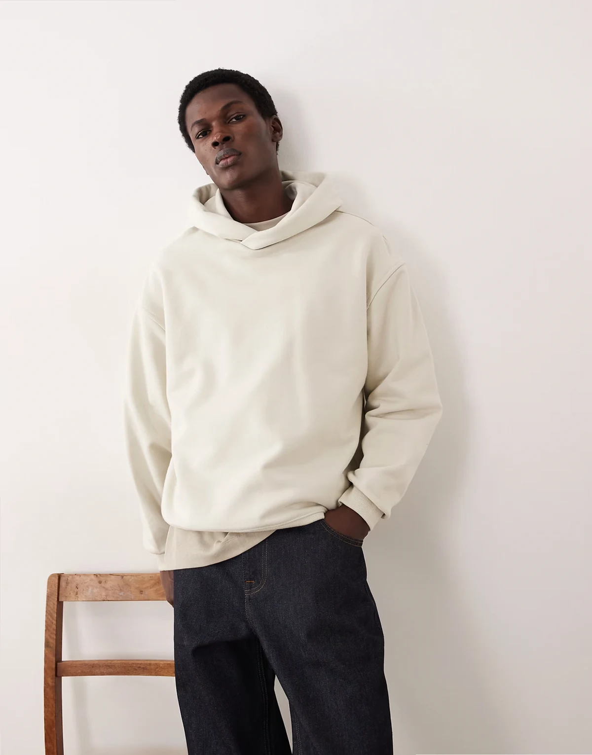 oversized super heavyweight hoodie in off white