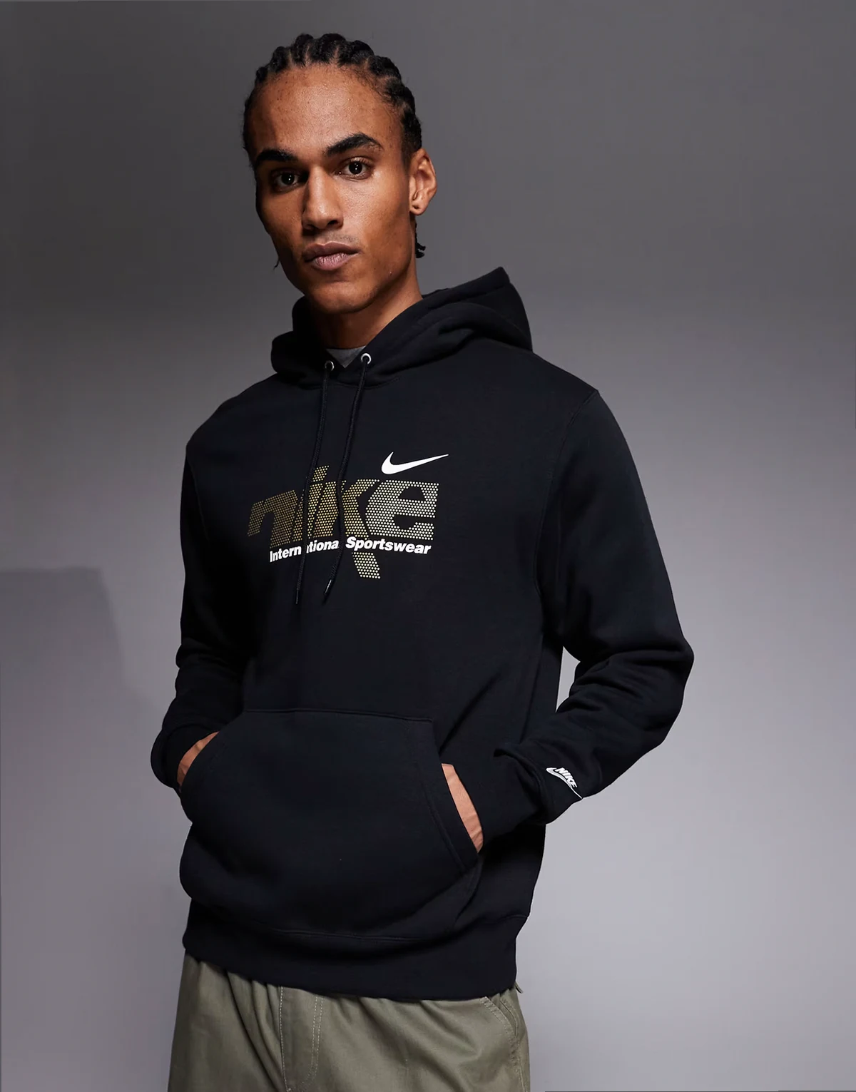 Club metallic logo hoodie in black