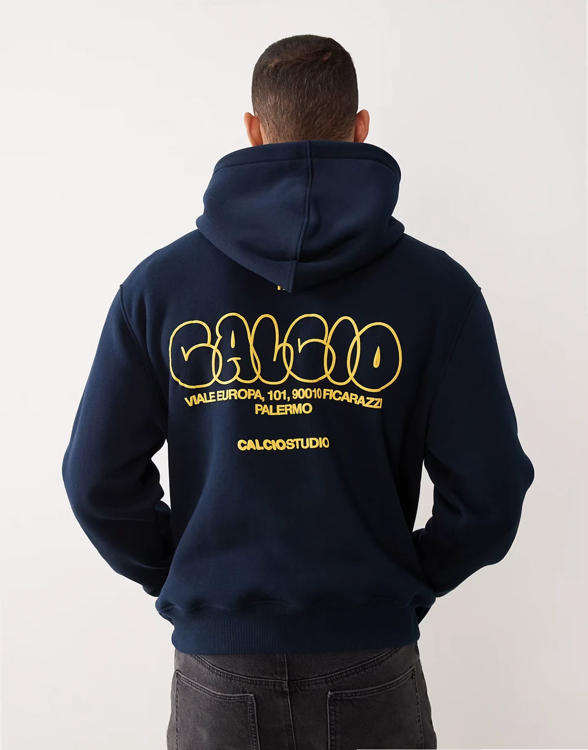 – Oversize-Kapuzenpullover in Marineblau mit Bubble-Print