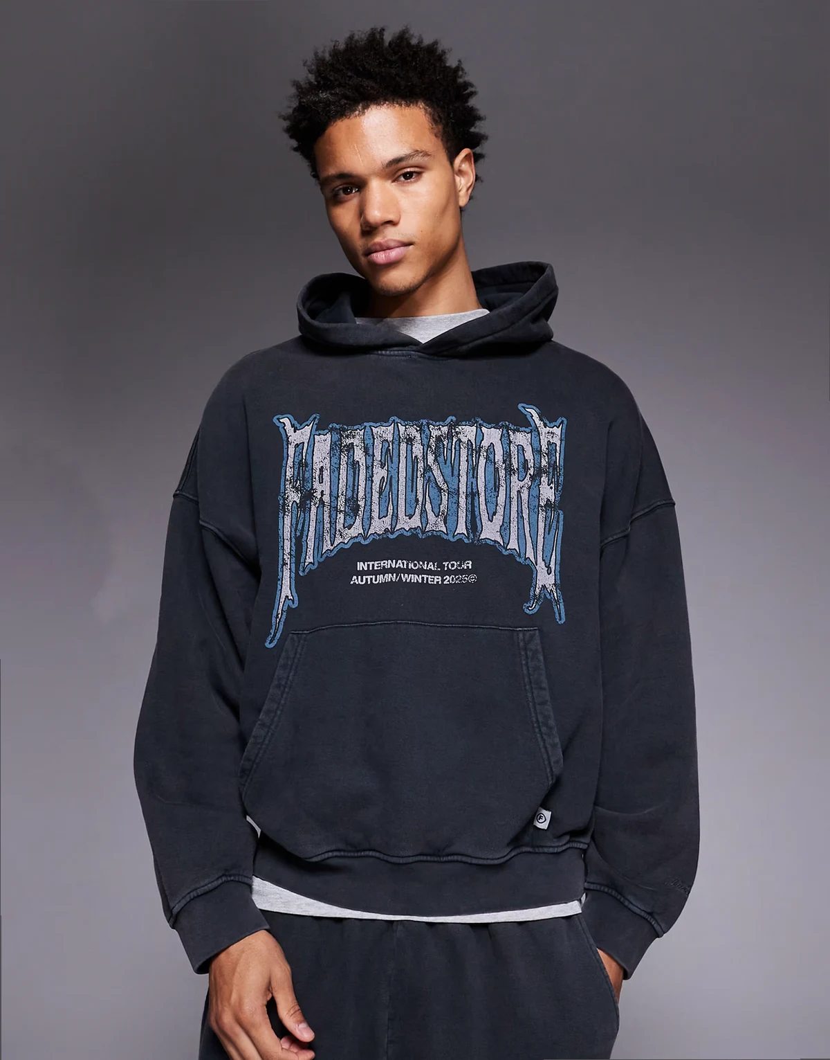 blackletter hoodie in washed black - part of a set