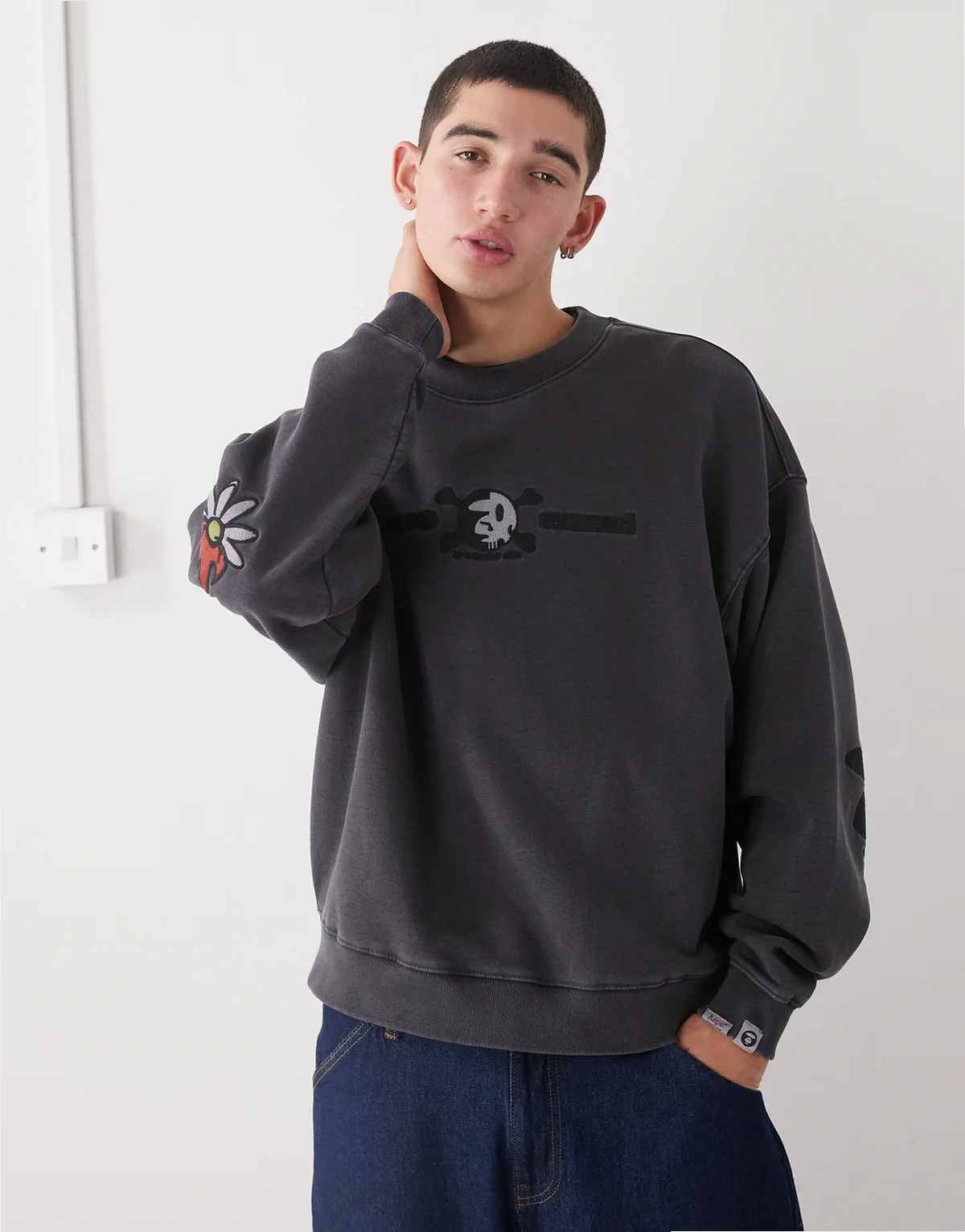 AAPE By A Bathing Ape x Erased – Sprana czarna bluza oversize