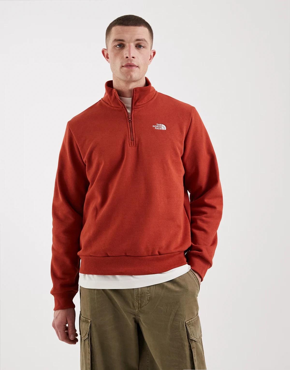 Evolution Simple Dome quarter zip sweatshirt in dark red