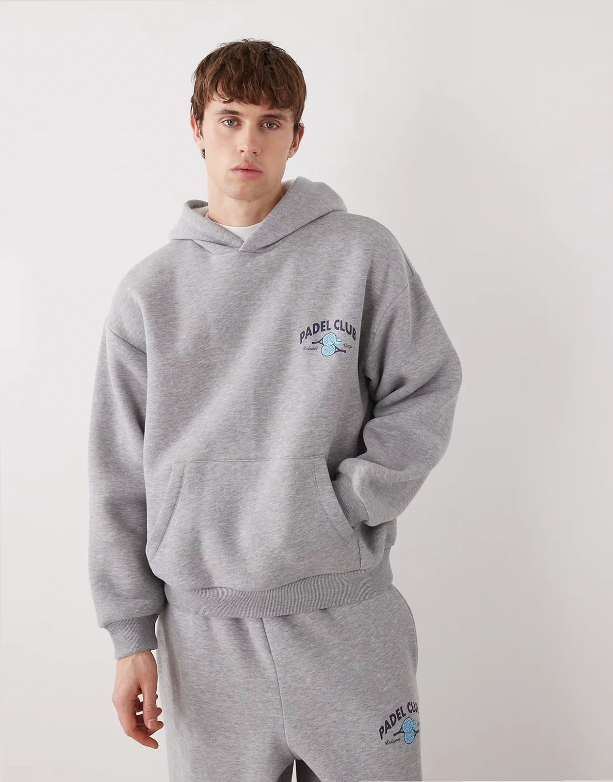 hoodie in gray heather with padel logo