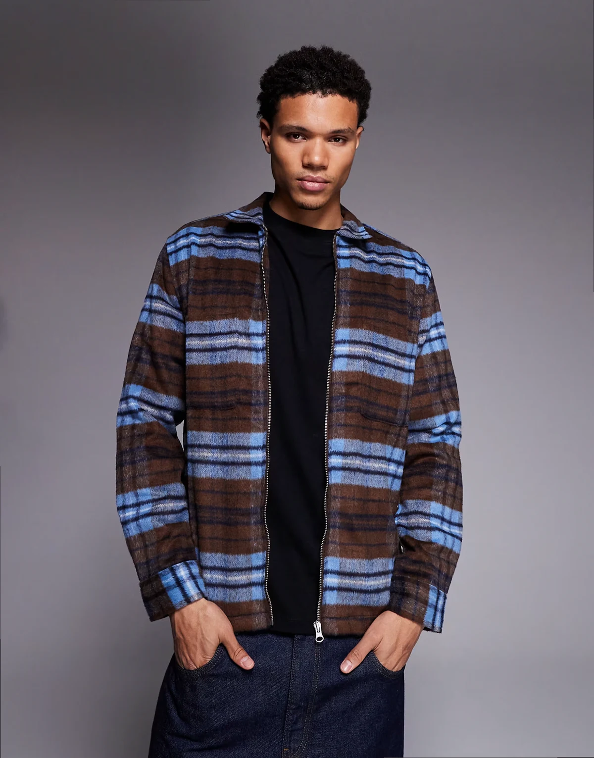 overshirt in brown plaid