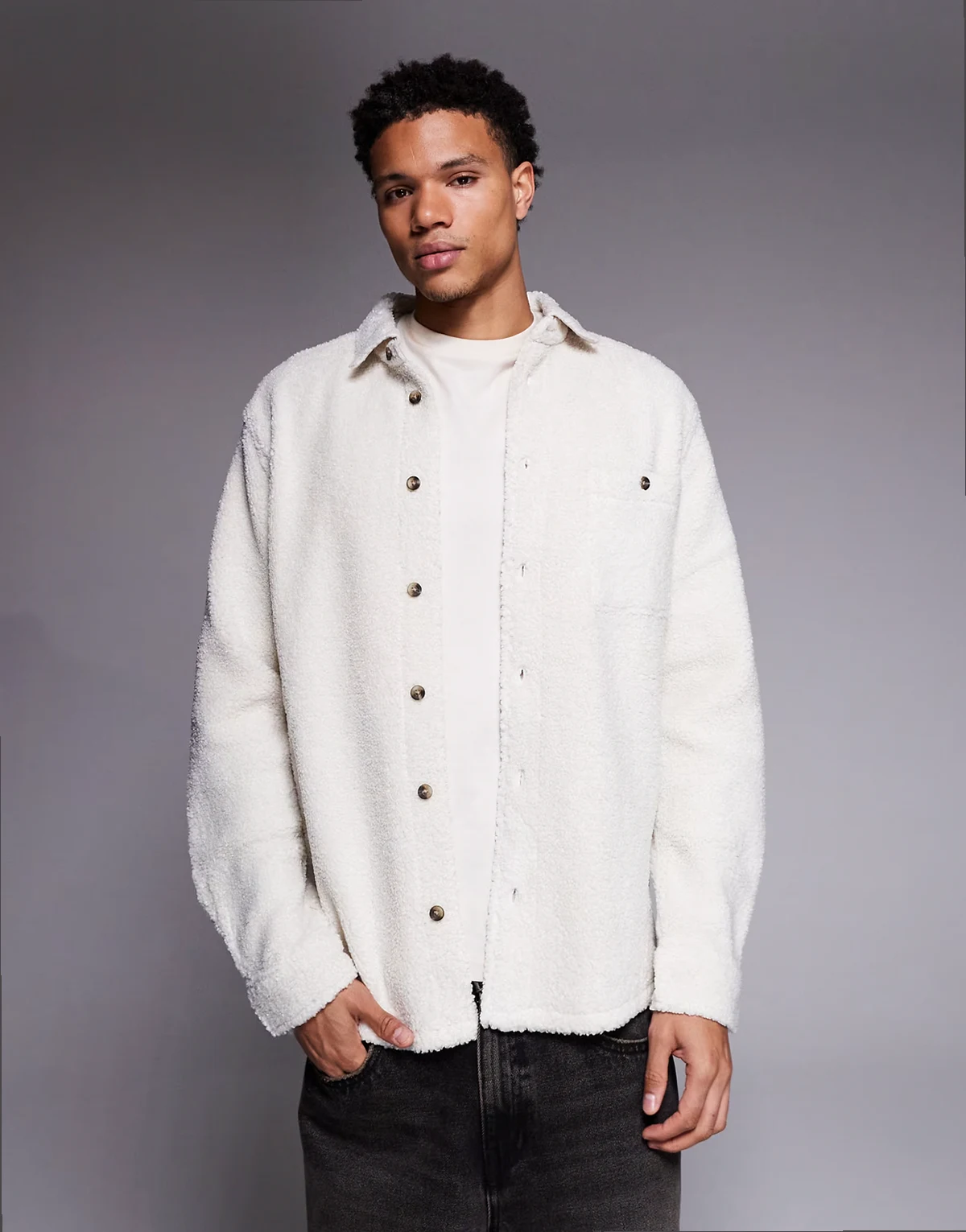 teddy overshirt in ecru